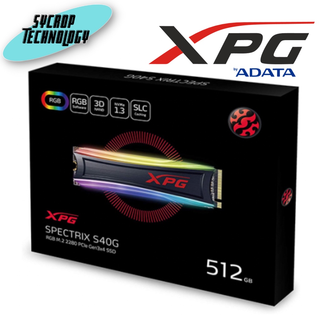 ADATA 512GB XPG SPECTRIX S40G RGB PCIe Gen3x4 M.2 2280 SSD (AS40G-512GT-C) ประกันศูนย์ เช็คสินค้าก่อนสั่งซื้อ