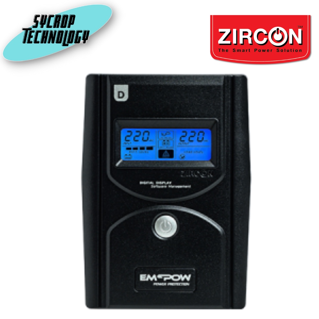 ZIRCON UPS เครื่องสำรองไฟ รุ่น ZIR-D SERIES 1000VA/500W ประกันศูนย์