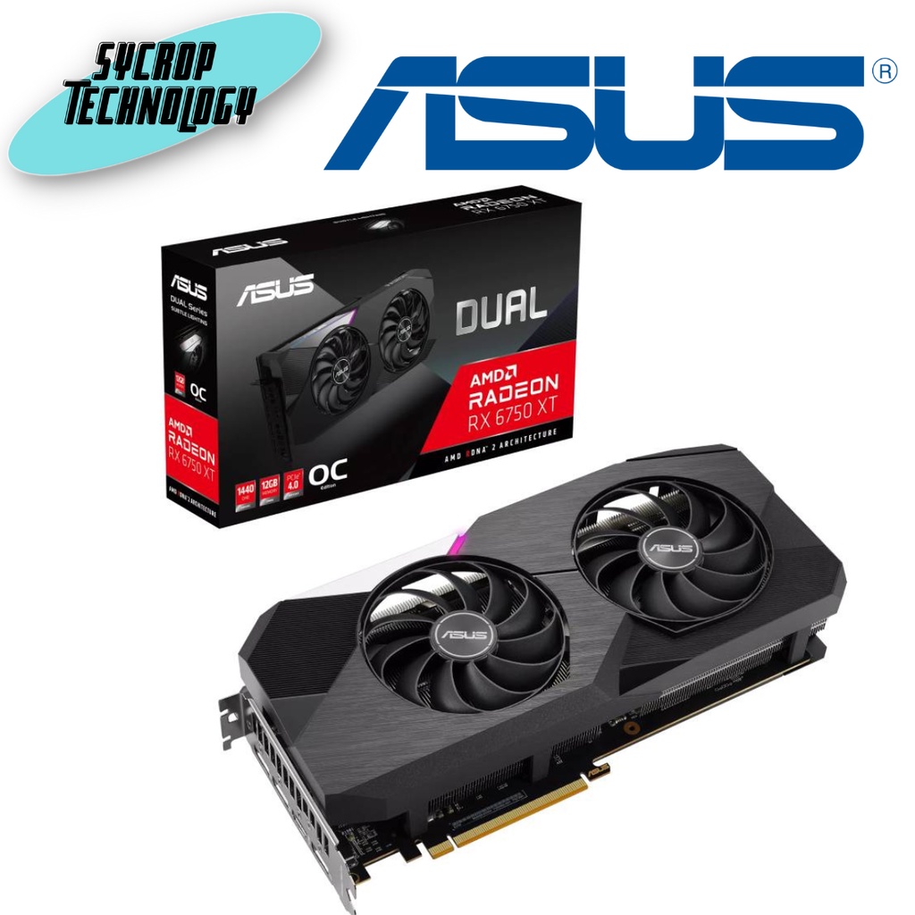 การ์ดจอ ASUS VGA DUAL-RX6750XT-O12G 12GB GDDR6 192-bit ประกันศูนย์ เช็คสินค้าก่อนสั่งซื้อ