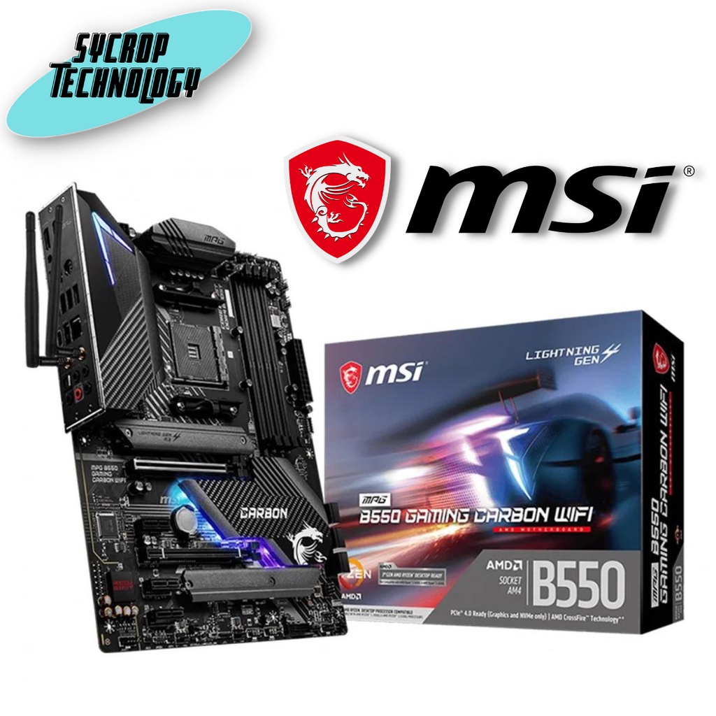 MSI MAINBOARD (เมนบอร์ด) AM4 MPG B550 GAMING CARBON WIFI ประกันศูนย์