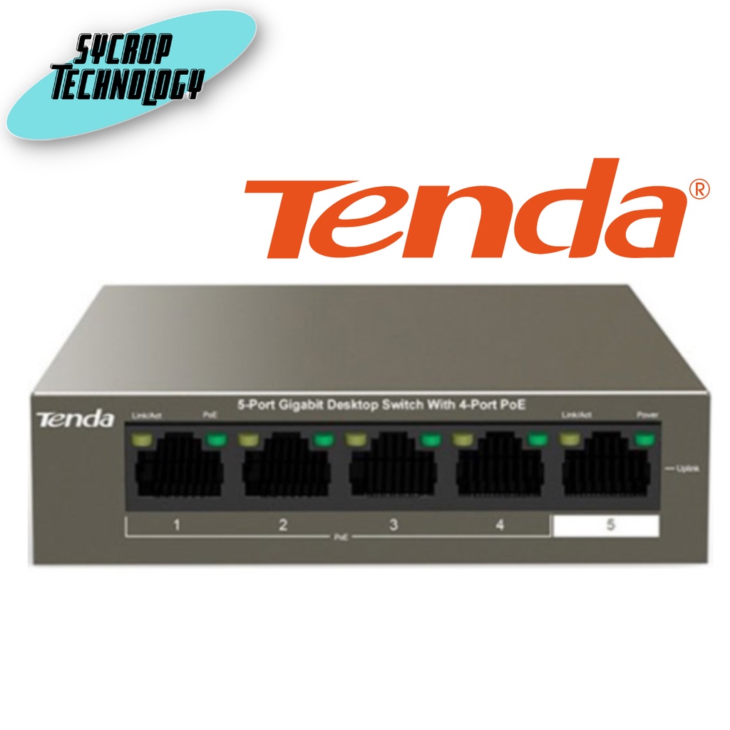 สวิตช์ Tenda 5-Port Gigabit Desktop Switch with 4-Port PoE (TEG1105P-4-63W) ประกันศูนย์ เช็คสินค้าก่อนสั่งซื้อ