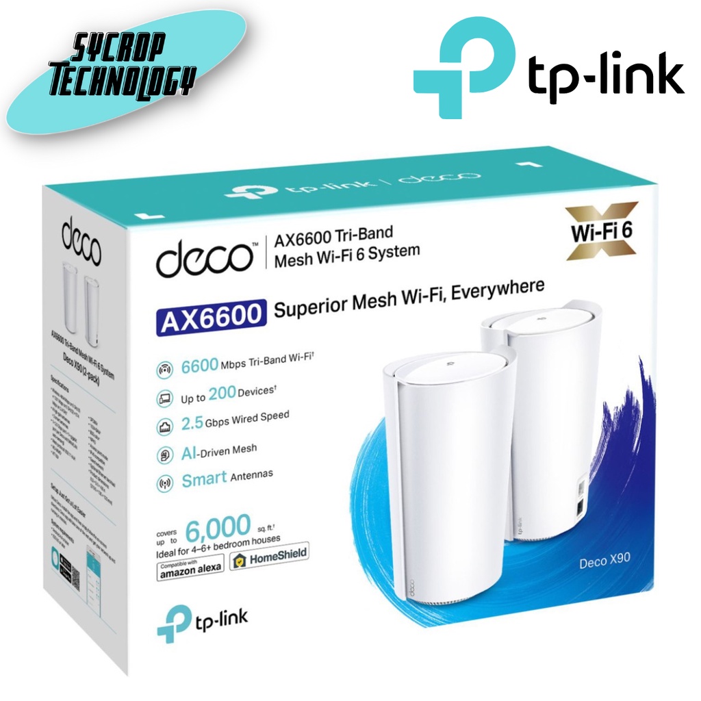 MESH WI-FI เครือข่ายไวไฟ TP-LINK DECO X90-AX6600 WHOLE HOME MESH WI-FI SYSTEM (PACK 2) ประกันศูนย์เช็คสินค้าก่อนสั่งซื้อ
