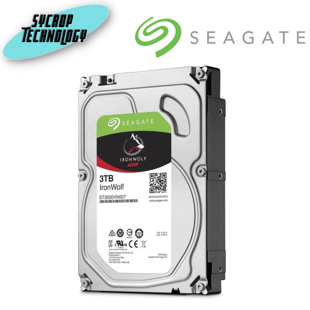 ฮาร์ดดิสก์ SEAGATE IRONWOLF 3TB NAS HDD 5900RPM CACHE 64MB SATA 3YRS ประกันศูนย์ เช็คสินค้าก่อนสั่งชื้อ