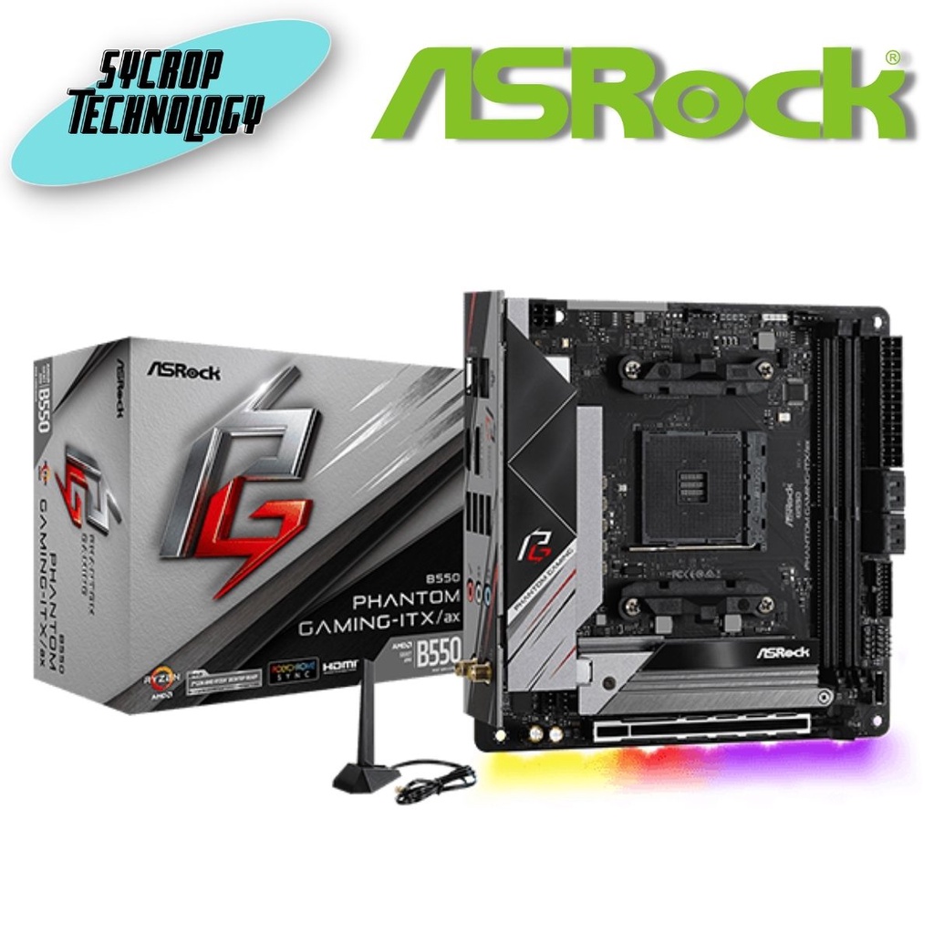 ASROCK MAINBOARD (AM4)  B550 PHANTOM GAMING-ITX/AX ประกันศูนย์
