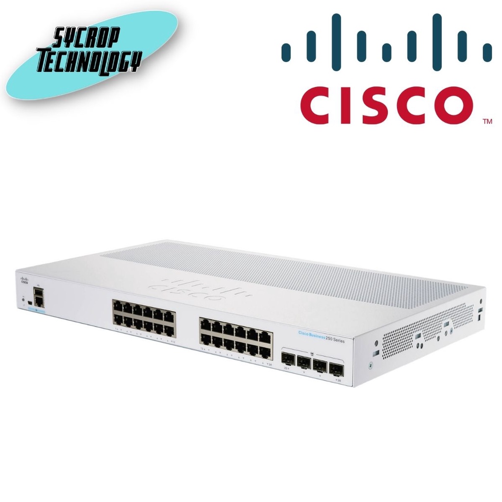 SWITCH CISCO CBS250 SMART 24-PORT GE, 4x1G SFP (CBS250-24T-4G-EU) ประกันศูนย์ เช็คสินค้าก่อนสั่งซื้อ