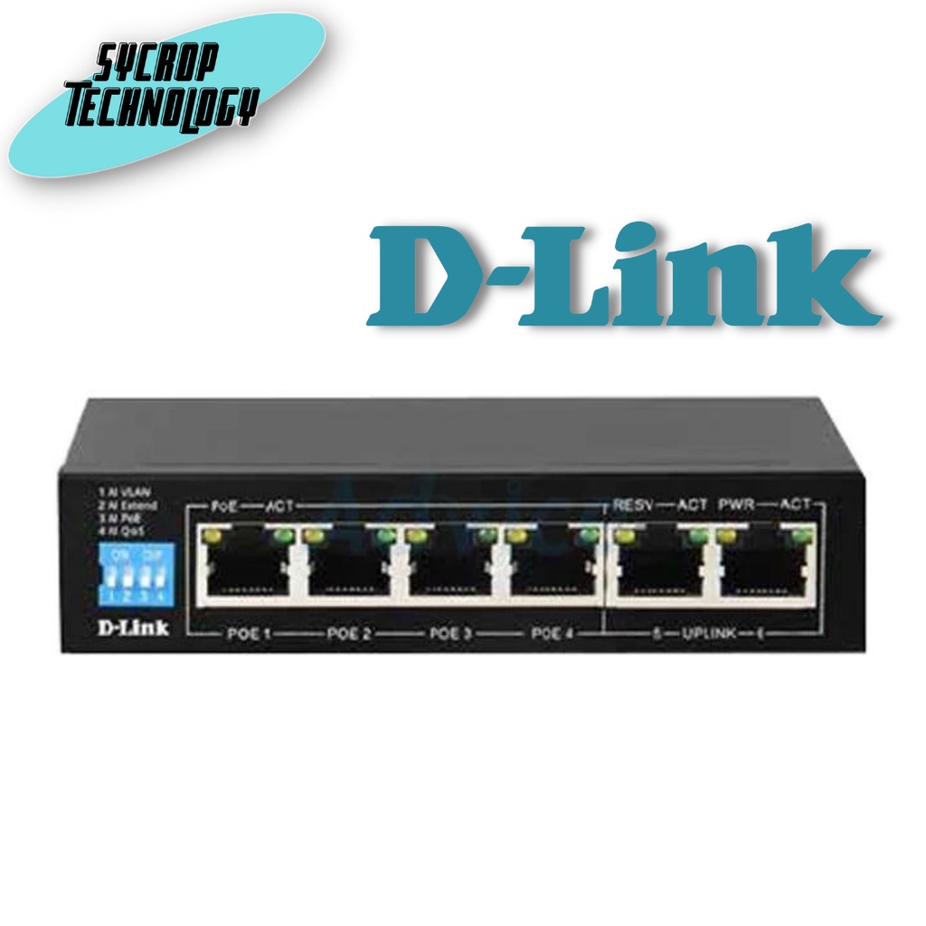 สวิตช์ Gigabit Switching Hub 5 Port D-LINK DGS-F1006P-E (5'',4 POE,+2 Uplink) ประกันศูนย์ เช็คสินค้าก่อนสั่งซื้อ