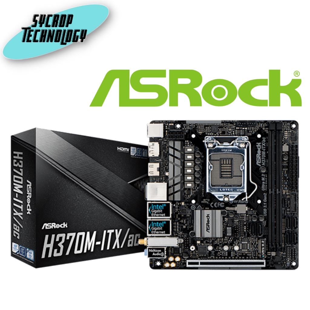 ASROCK MAINBOARD (เมนบอร์ด) 1151  H370M-ITX/AC ประกันศูนย์