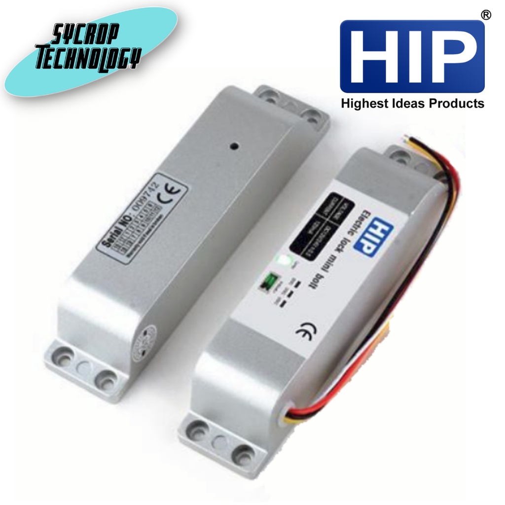 HIP ELOCK-MINBT กลอน ประตู ไฟฟ้า แม่เหล็กไฟฟ้า Electric Lock Mini Bolt อลูมิเนียมอัลลอย