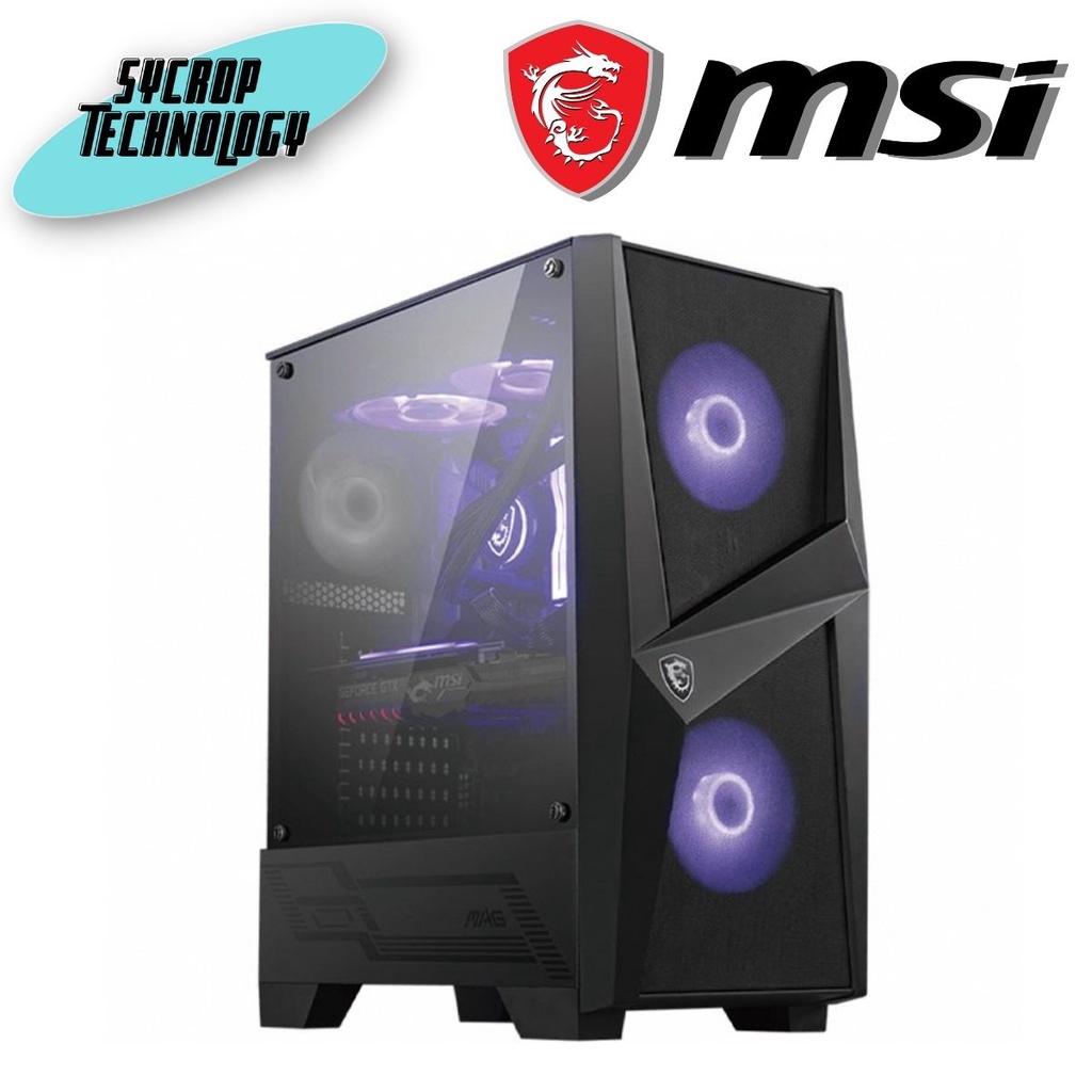 CASE (เคส) MSI MAG FORGE 100M (RGB) BLACK *ฝาข้างกระจกนิรภัยใสหนา 4 มม.**พัดลม RGB ขนาด 120 มม. x 3 ตัว* - ประกัน 1 ปี